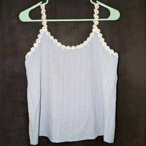 SHEIN Light Blue Camisole with Floral Trim